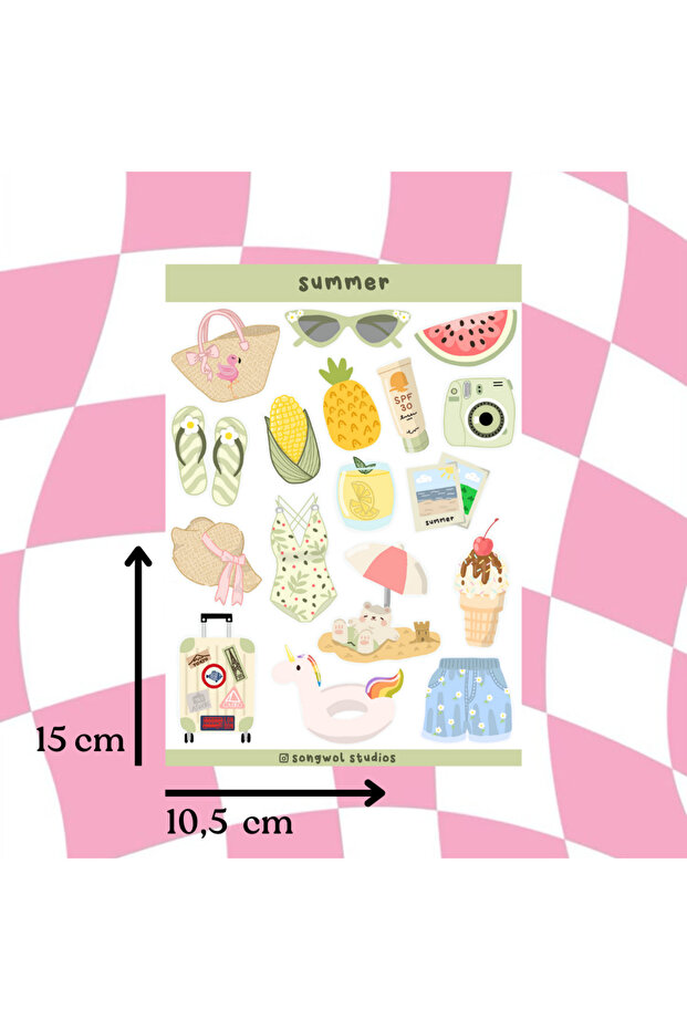 Summer Season Themed A6 Sticker - Sticker, Bullet Journal, Scrapbook, Sticker