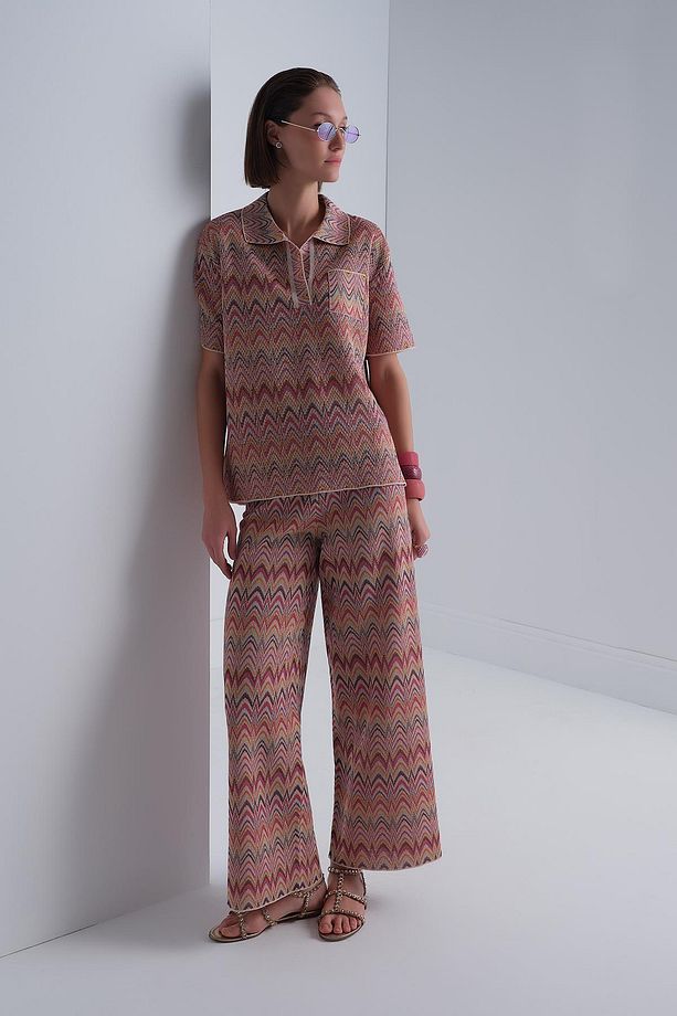 Zikzak Desen Bol Paça Multi Pantolon - 4