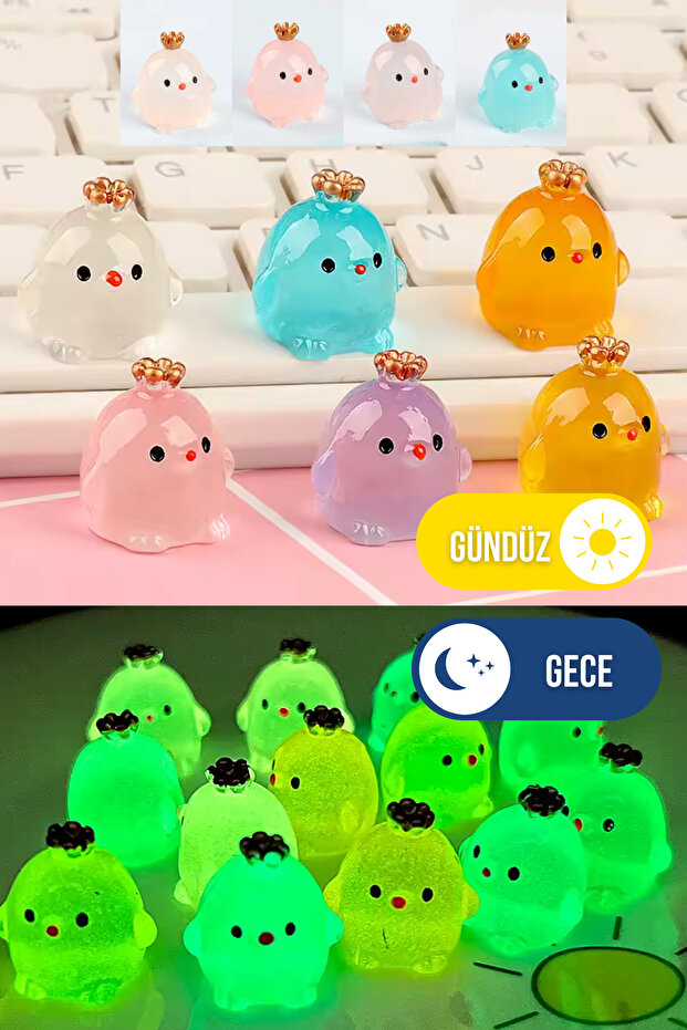 RENGARENK 2'li Karanlıkta Parlayan Minik Tavuk Figürleri