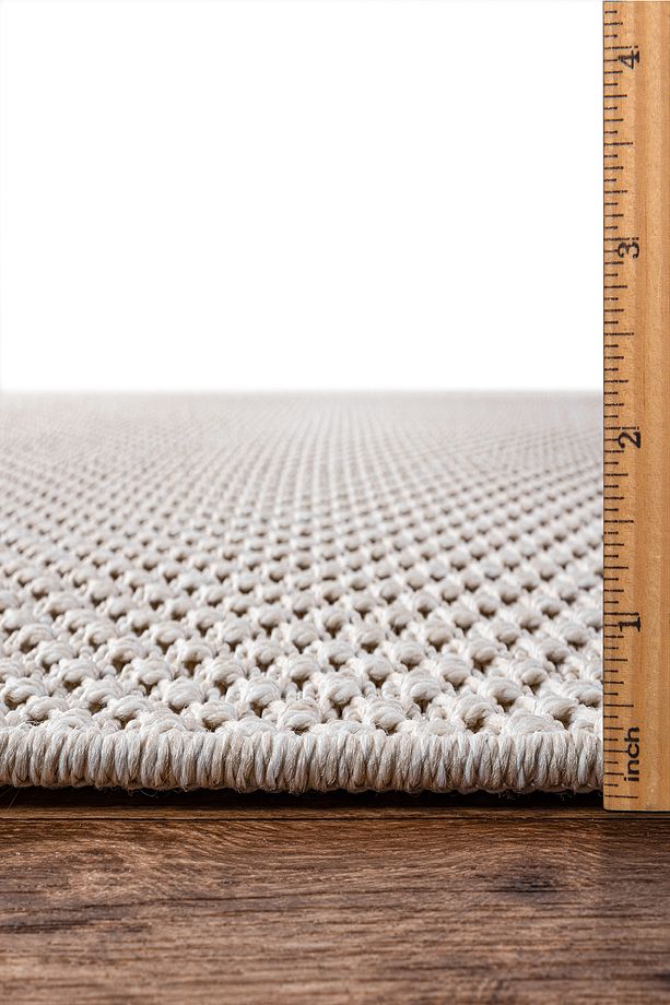 TM-01 Sisal Jut Hasır Model Tek Renk Dokuma Yıkanabilir Toz Vermez  Halı Krem - 5