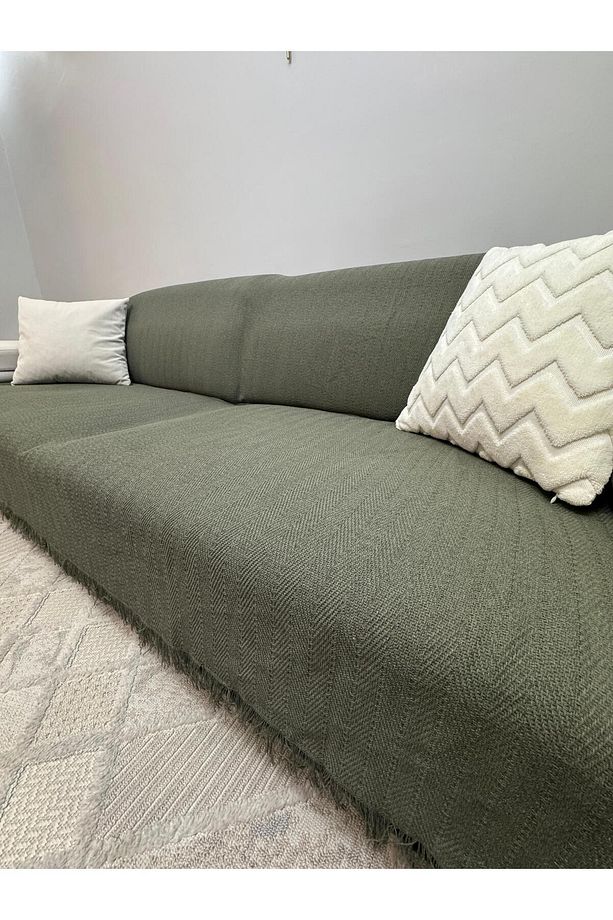 Modern Çok Amaçlı Pike & Koltuk Örtüsü - Haki - 5
