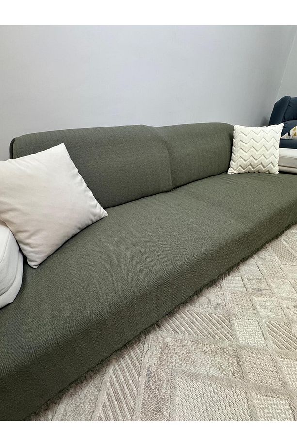 Modern Çok Amaçlı Pike & Koltuk Örtüsü - Haki - 3