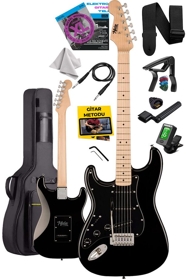 RPH-31BK Solak Elektro Gitar Seti Maple Klavye Strat Kasa SSS Manyetik - 3