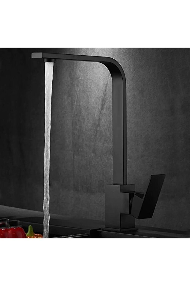 Venita Black Kitchen Faucet Hot Cold Double Water Inlet Square Kitchen Faucet Soft