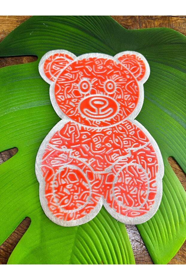 26X17 cm Embossed Bear Emblem Sewing Applique Orange