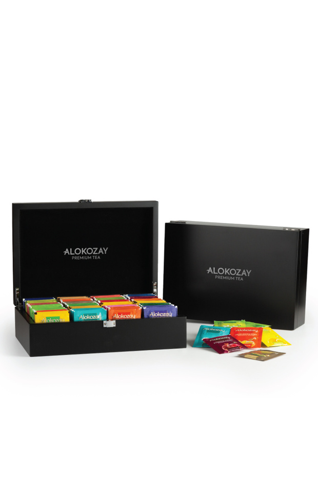 Premium Wooden Tea Box - 12 Compartments with 144 Assorted Tea Flavours