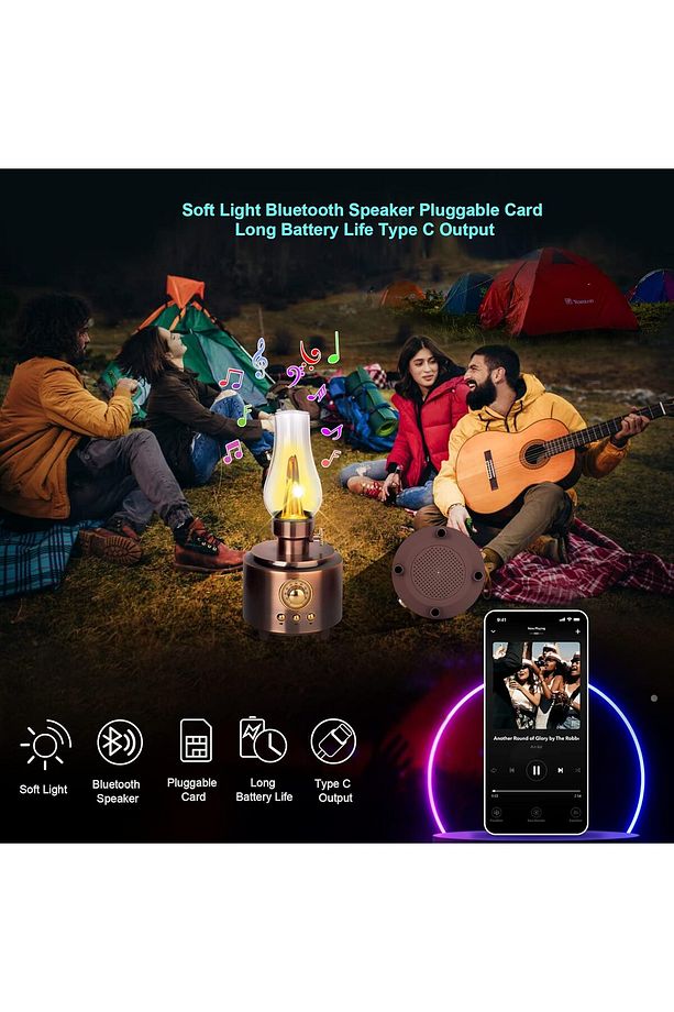 C210 NOSTALJİK GAZ LAMBASI BLUETOOTH SPEAKER KABLOSUZ ŞARJLI HOPARLÖR GECE LAMBASI - 8