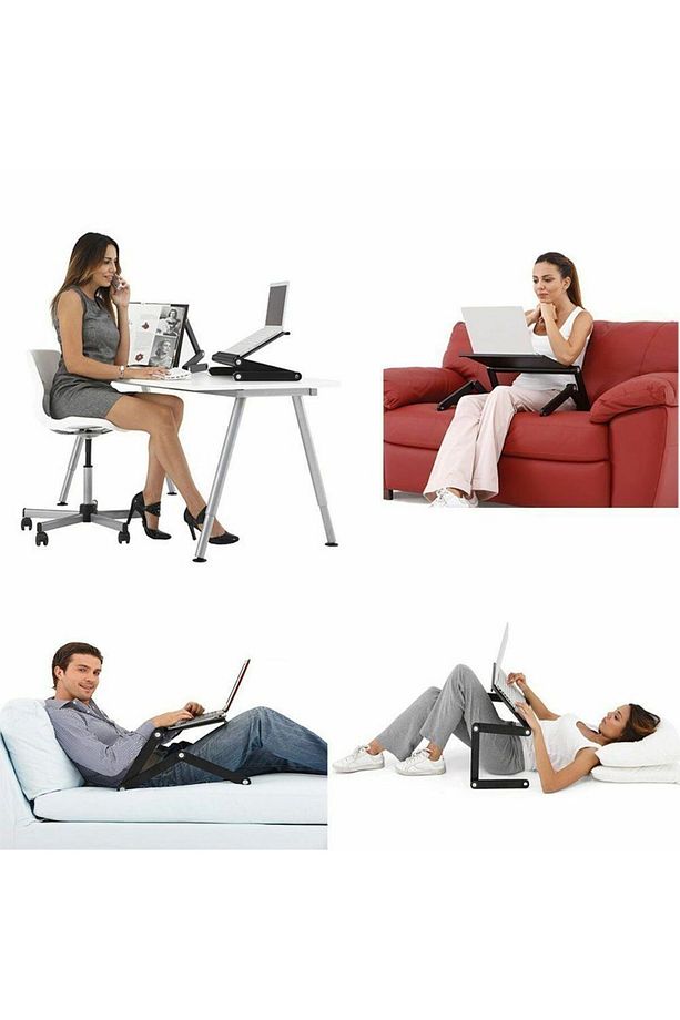 Yükseklik Ayarlı Laptop Notebook Ders Çalışma Masası Mousepadli - 5