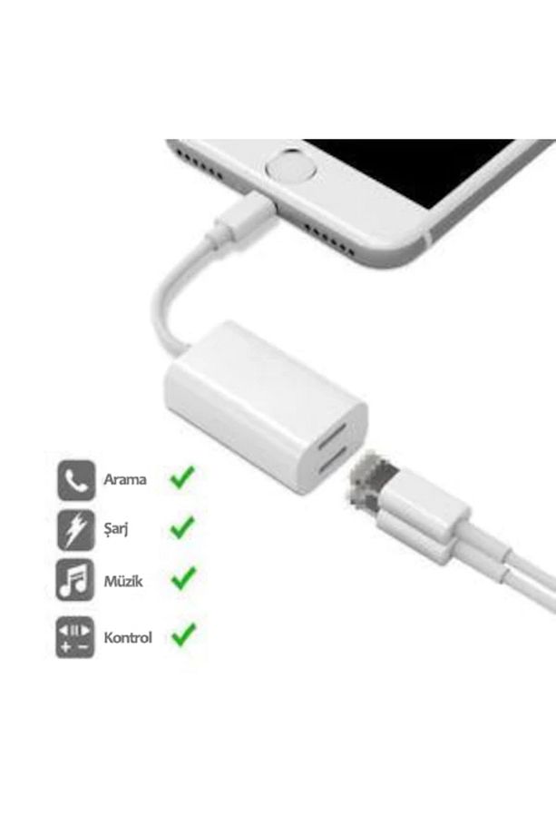 İphone 7 8 Plus X Xr Xs 11 12 Pro Max Kulaklık Şarj 2in1 Adaptör - 2