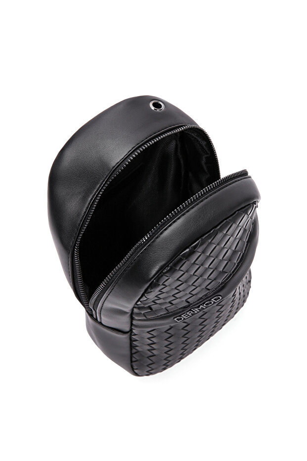 Erkek Siyah Örgü Çapraz Çanta 23wbd310829 - 5