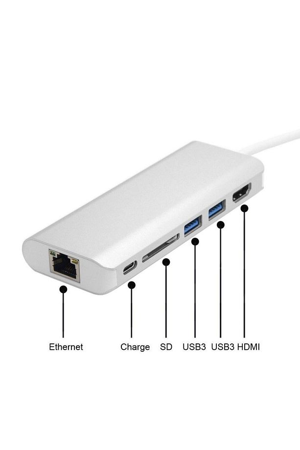 6 In 1 Type-c To Hdmi 2 Usb 3.0 Gigabit Sd Kart Type C Çevirici - 2