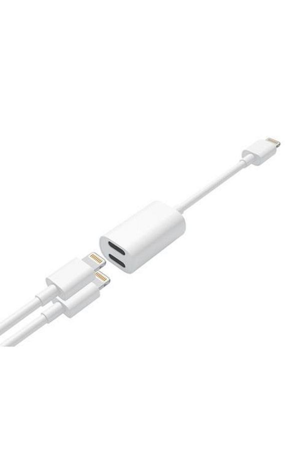 İphone 7 8 Plus X Xr Xs 11 12 Pro Max Kulaklık Şarj 2in1 Adaptör - 1