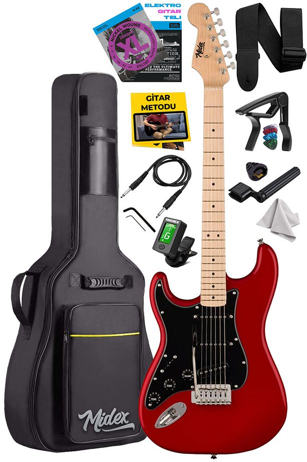 RPH-31RD Solak Elektro Gitar Seti Maple Klavye Strat Kasa SSS Manyetik - 1