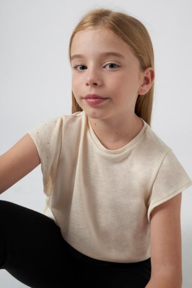 Girl's 10-16 Years Old Knitwear Blouse 6019 Beige