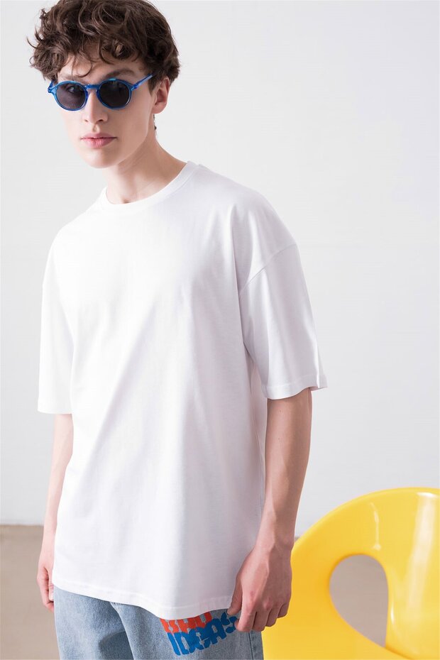 Unisex Beyaz Basic Tshirt - 3