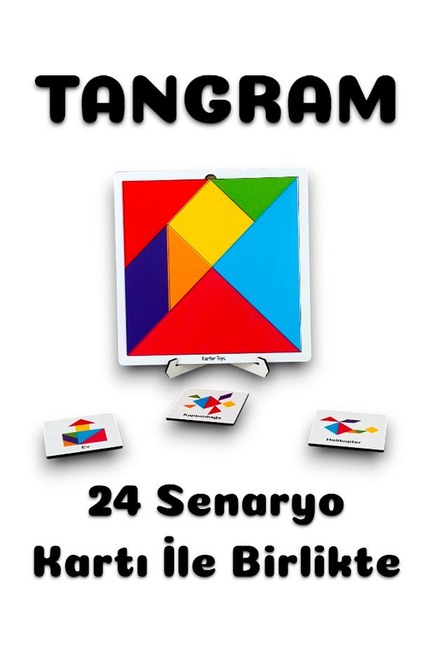 Tangram, Mega Boy Ahşap Tangram, 7 Parça Ahşap Zeka ve Strateji Oyunu, - 1