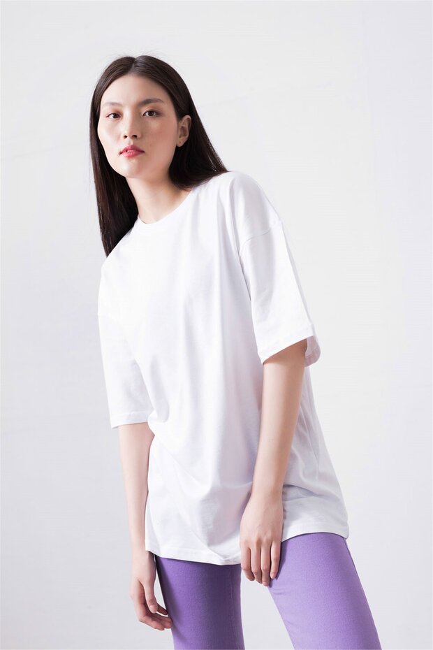 Unisex Beyaz Basic Tshirt - 2