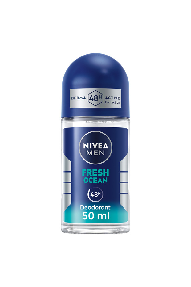NIVEA MEN Fresh Ocean, Deodorant for Men, Aqua Scent, Roll-on 50ml