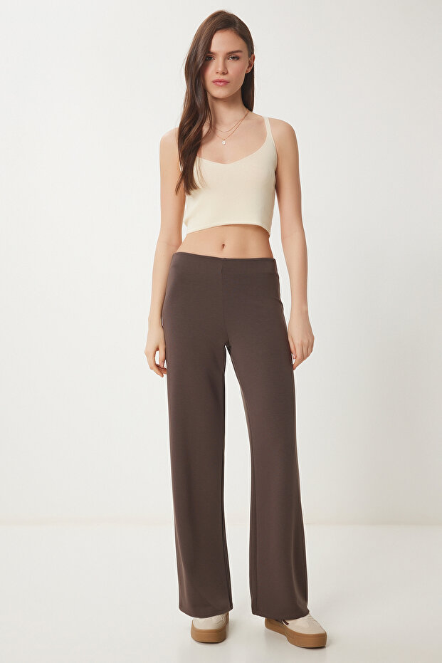Wide Leg Modal Sweatpants Brown Lub0093