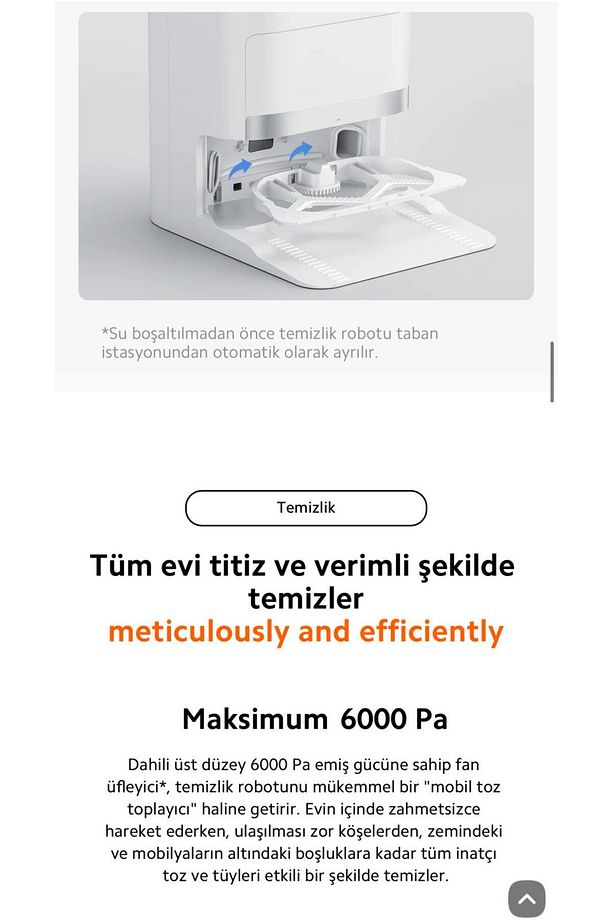 Kendini Temizleyen 6000pa Uyumlu Yüksek Güç Çift Döner Paspaslı Akıllı Robot Süpürgex20plus Hediyeli - 9