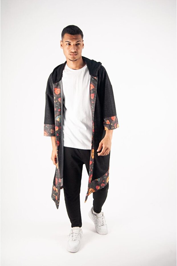 Oversize Mevsimlik Kapüşonlu Bohem Panço - 3