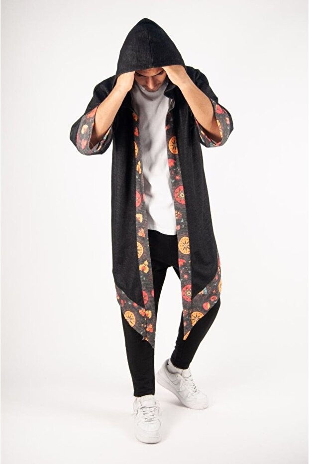 Oversize Mevsimlik Kapüşonlu Bohem Panço - 4