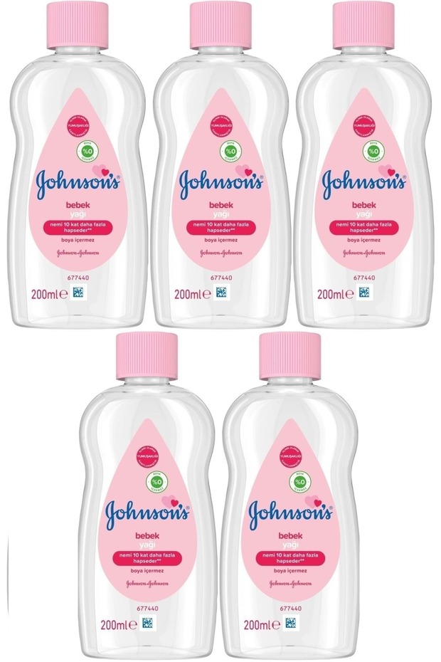 Johnsons Baby Baby Oil 200ml Moisturizer (Pink) (Set of 5)