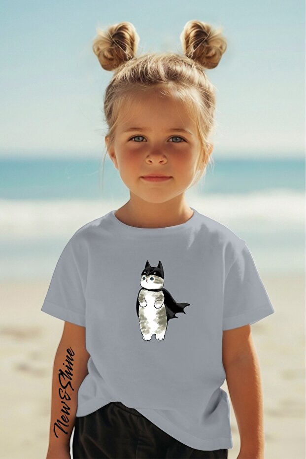 Batman Cat Printed Oversize Kids T-Shirt
