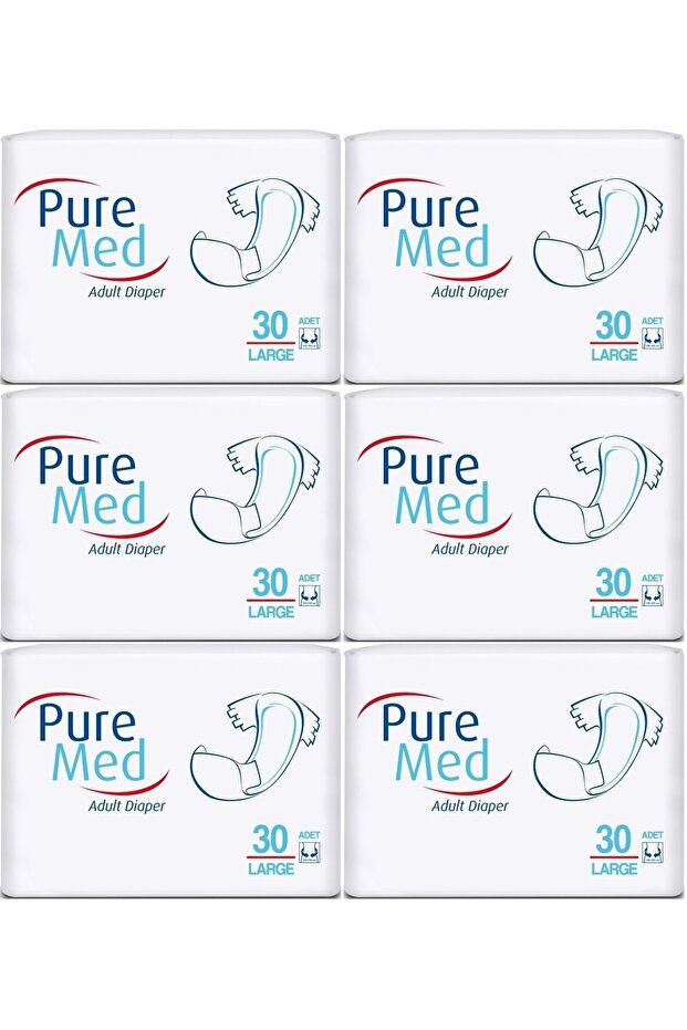 Patient Diapers with Waistband Textile Surface Large L-Large 180 Pieces (6Pk*30)