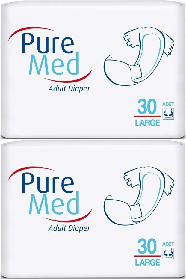 Large L Large 60 Pieces Textile Surface Patient Diapers with Waist Band (2Pk*30)