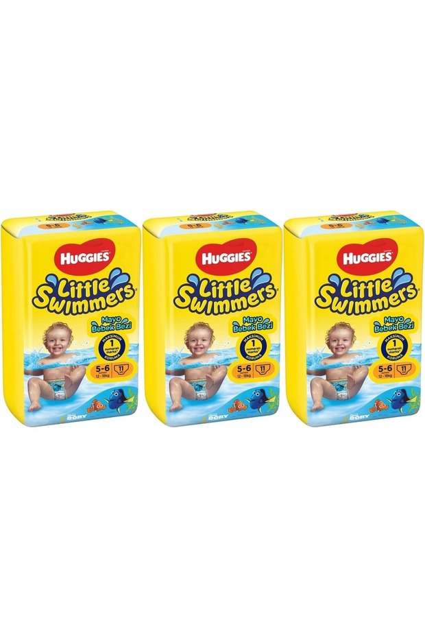 Little Swimmers Swimsuit Baby Diaper Size 5-6 12-18 kg 33 Pieces 3Pk*11