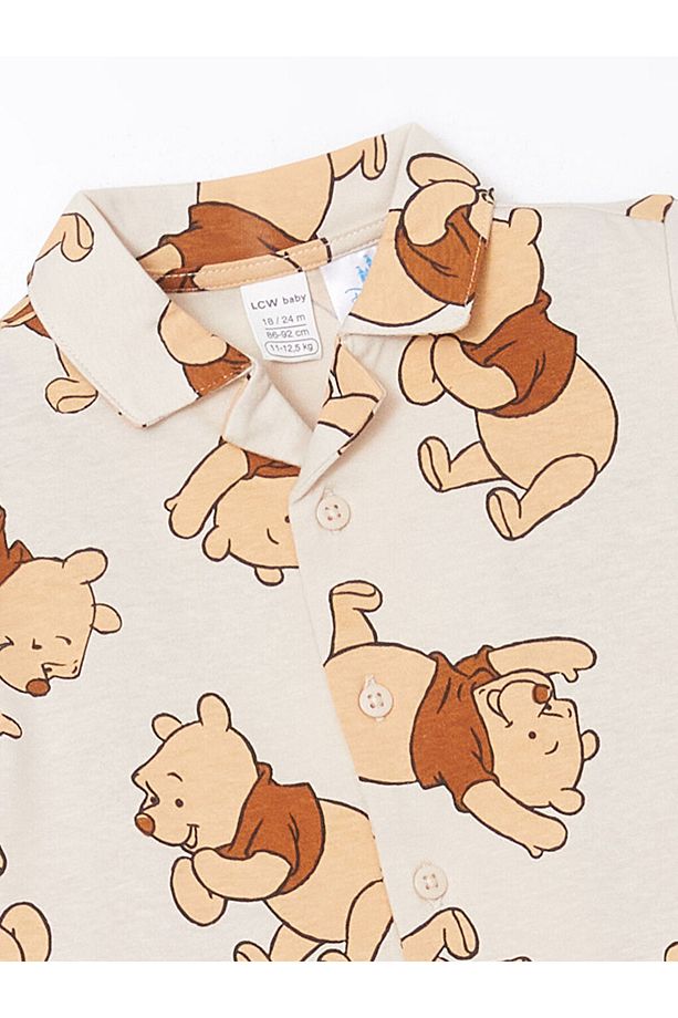 Winnie the Pooh Baskılı Erkek Bebek Şortlu Pijama Takımı - 3