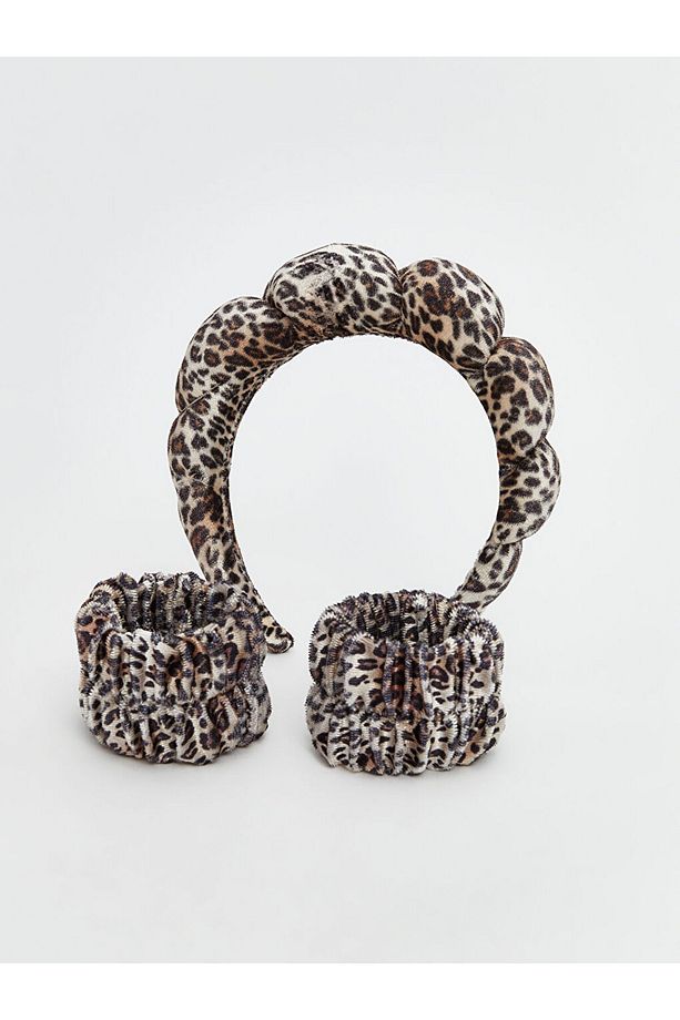 LCW ACCESSORIES Karışık Leopar Desenli Lastikli Kadın Bileklik ve Taç Seti - 1