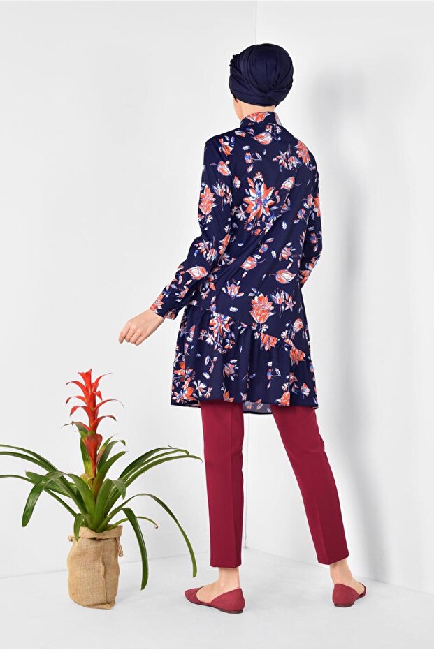 Front Button Flower Tunic 4911 - 3