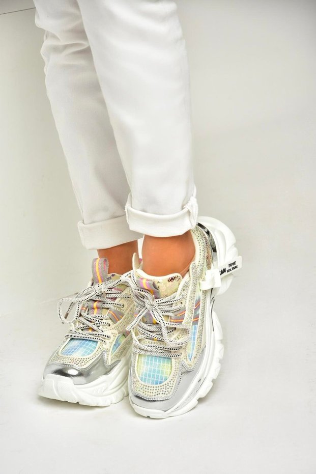U 380141309   White Stone Detailed Sports Shoes Sneakers