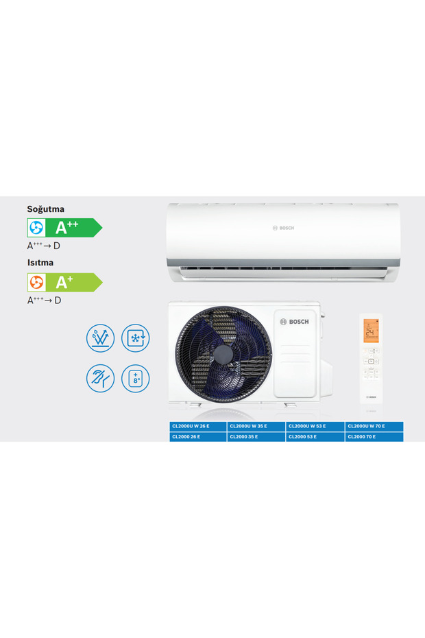 Bosch Climate CL2001U W 35 E 12000 BTU İnverter Split Klima R32 A++ (Montaj Dahil) 2025 Yeni - Beyaz