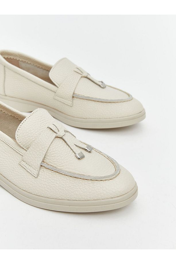 LCW STEPS Bej Deri Görünümlü Kadın Loafer Ayakkabı - 5