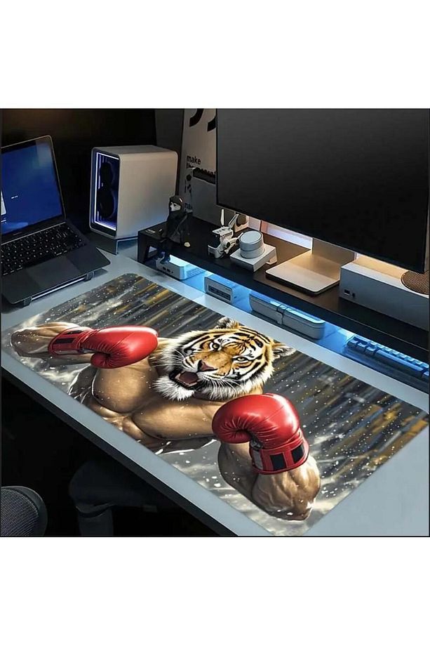 70X30 CM BOKSÖR KAPLAN TEMALI KAYDIRMAZ TABAN SPEED YÜZEY OYUNCU MOUSE PAD GAMİNG - 3