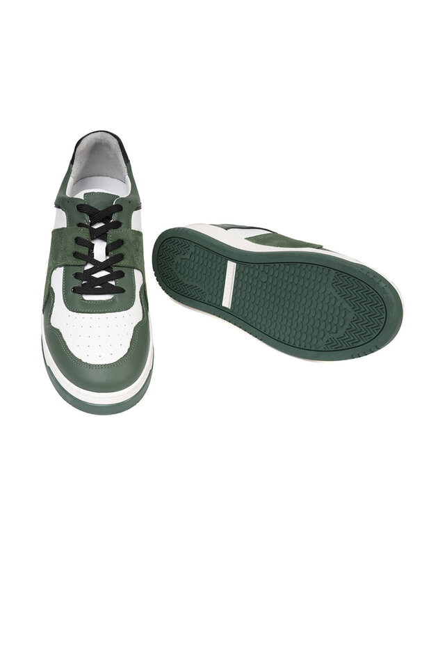 Erkek Yeşil Beyaz Hakiki Deri Sneaker Ayakkabı 3K1SA75174 - 5