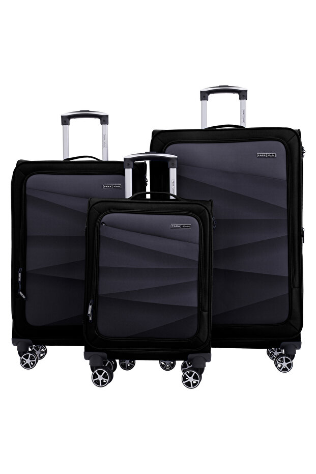 Shadow 3 Pieces Set 8 Wheels Soft Luggage - Black