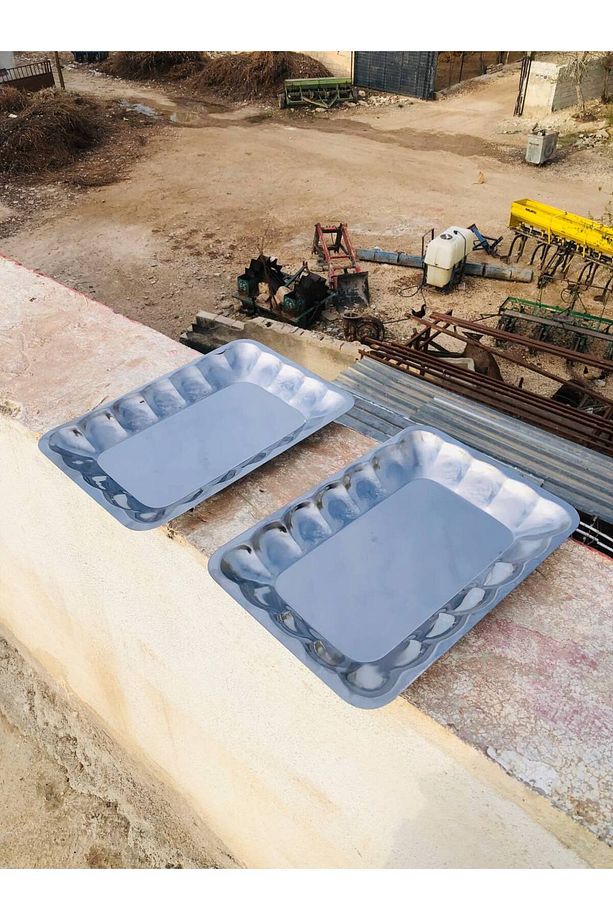 Çelik Dilimli Kayık Tabağı  Kalın Çelik Kayık Tabağı,Salata,Servis,Sunum Tabağı No:5 34 cm 2 Adet - 3