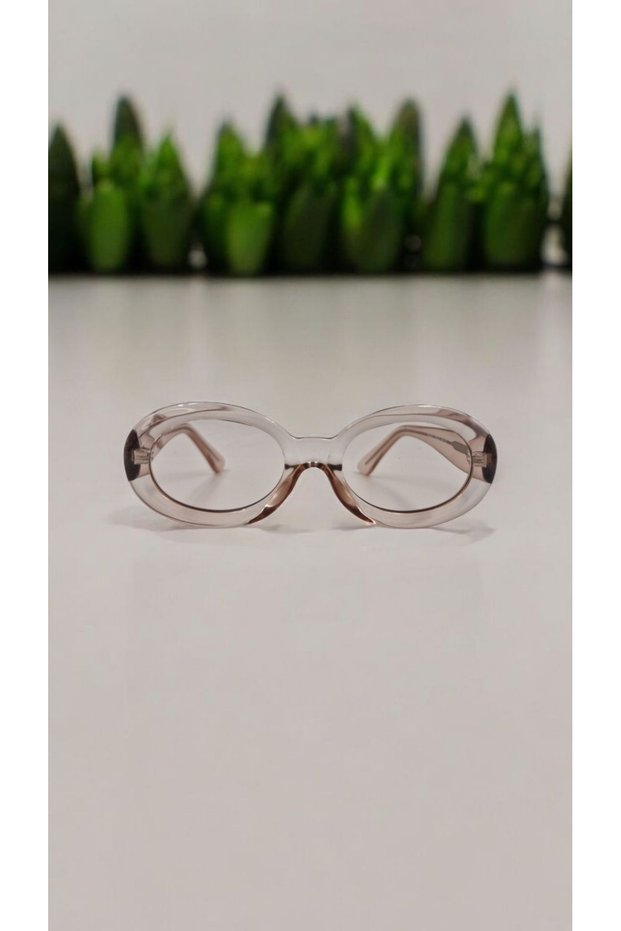 Ellipse Design Nude Frame Nude Glass Women's Sunglasses
