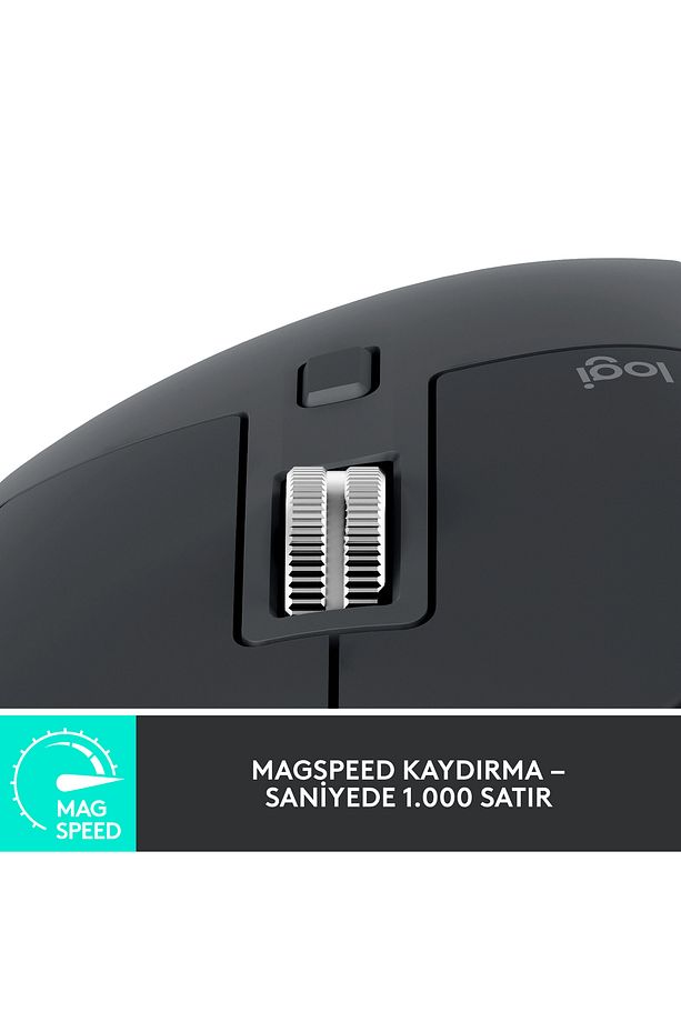 MX Master 3S Performans 8.000 DPI Optik Sensörlü Sessiz Kablosuz Mouse - Siyah 910-006559 - 5
