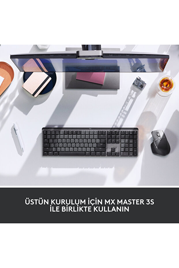 MX Mechanical Kablosuz Aydınlatmalı İngilizce Q Performans Klavyesi - Siyah - 11