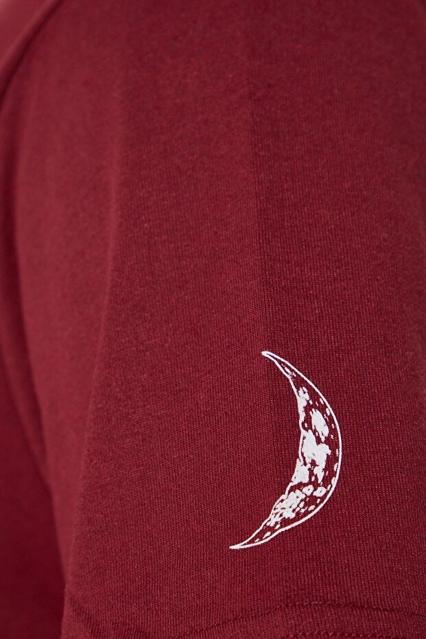 Büyük Beden Bordo Regular Fit Rahat Baskılı Şortlu Pijama Takımı TMNSS23PT00014 - 11