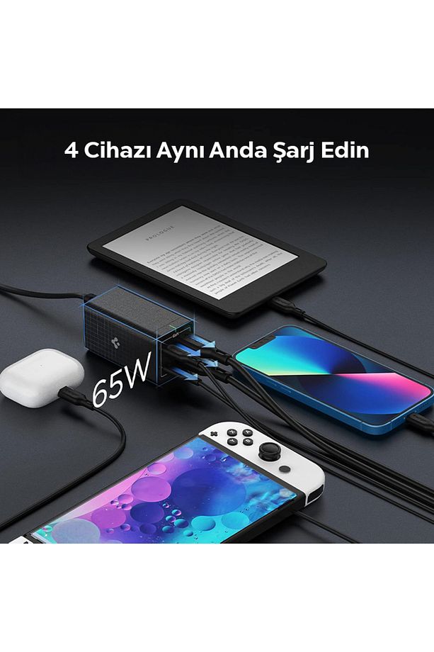 65W GaN USB-C 4 Port Adaptör - (1.5 Metre AC Kablo) Hızlı Şarj Aleti Type-C PD2101 - ACH03787 - 10