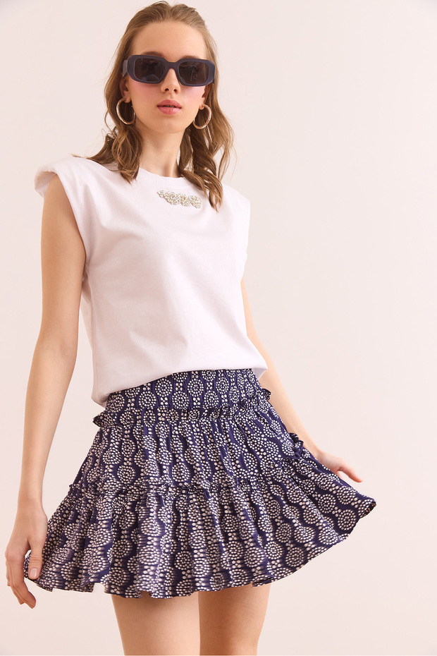 Women's Purple Piece Shorts Soft Textured Stretchy Mini Skirt Etk- 19000307