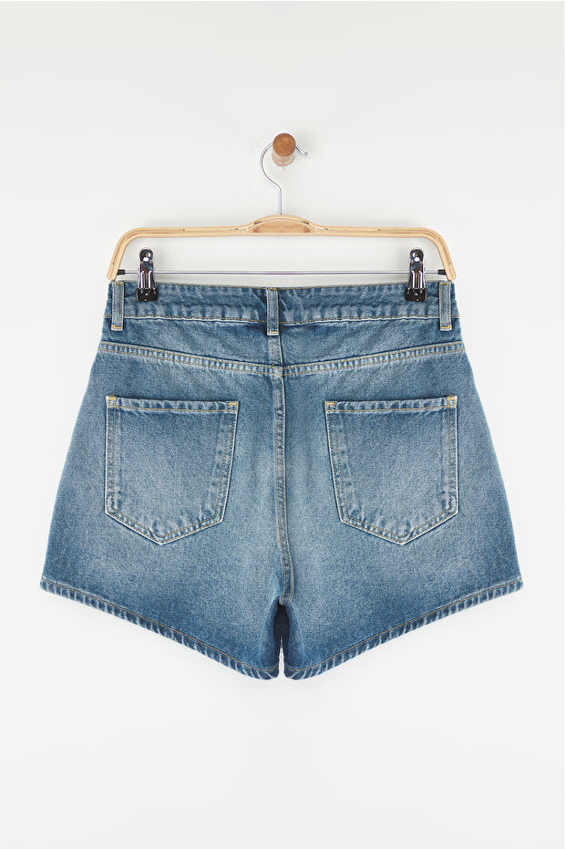 Mavi Yüksek Bel City Boy Denim Şort TWOSS25SR00178 - 6