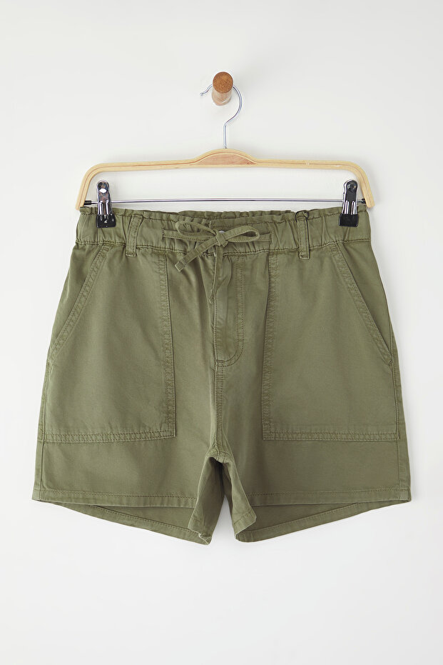 Haki Yüksek Bel City Boy Denim Şort TWOSS25SR00157 - 5