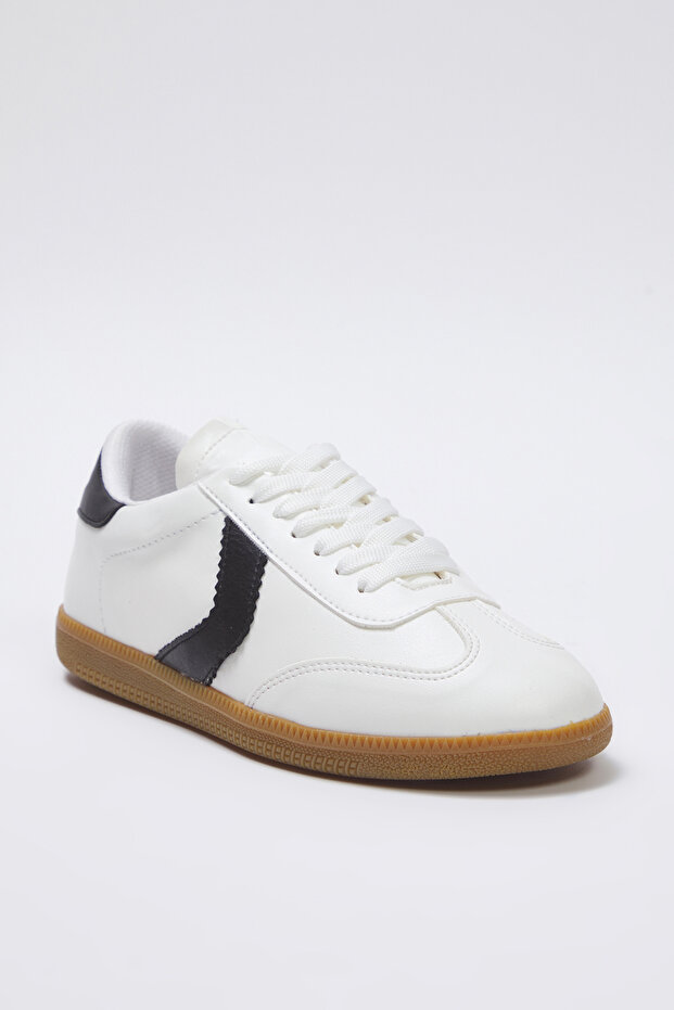 Beyaz Bağcıklı Kontrast Unisex Retro Spor Ayakkabı TAKSS25SN00054 - 7